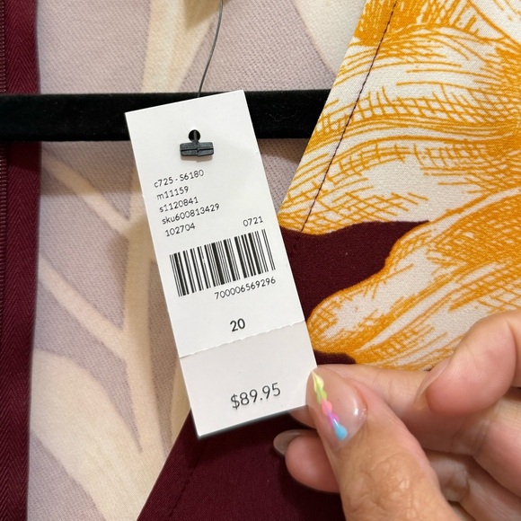 Lane Bryant Short Sleeve High-Low Lena Midi Dress Size 20 Maroon & Yellow Floral - Picture 6 of 10